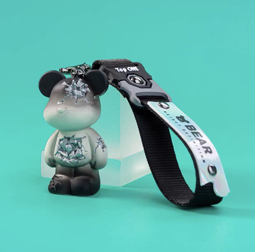 Porte-clés ours cassé noir