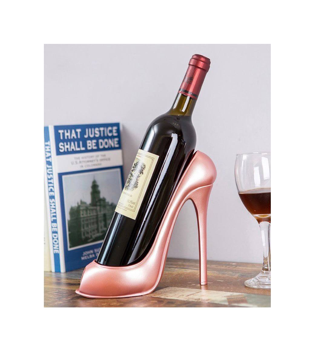 Shoe bottle holder pink. Stylish wine holder