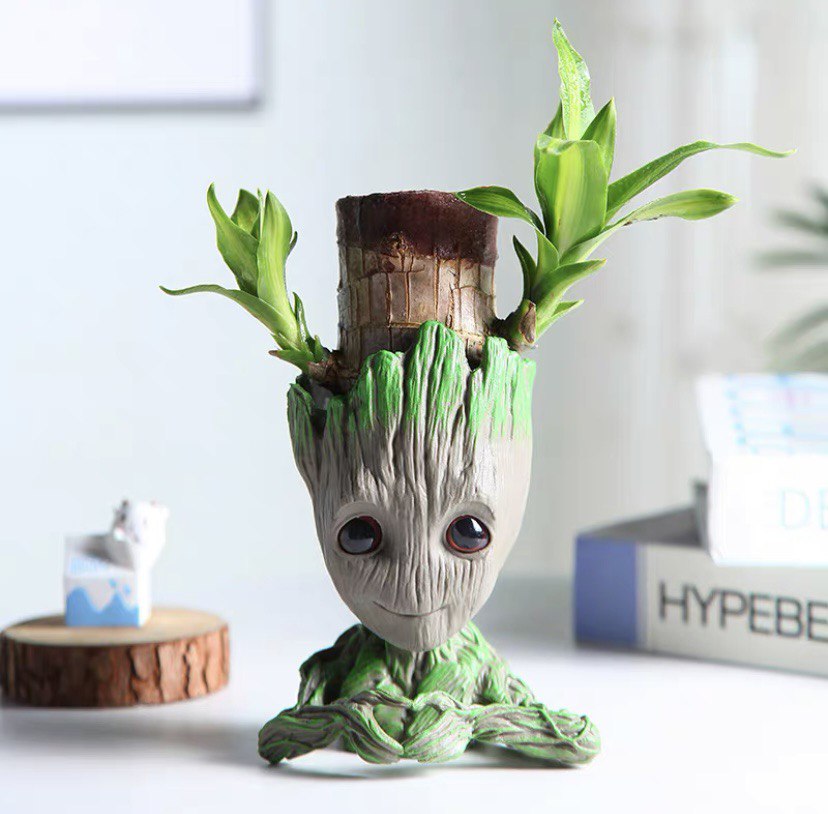 Vase, plant pot, plant heart in hands