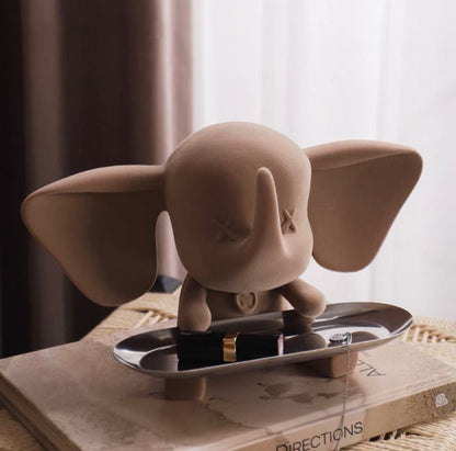 Velvet Elephant Key Bowl Entryway Tray – Modern Pop Art Animal Figurine Organizer