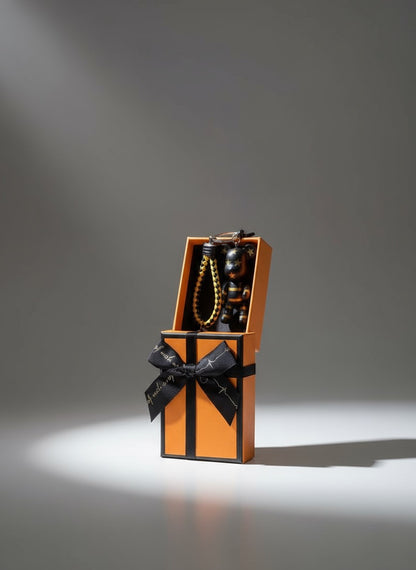 Black Gold Bear Keychain with Stars