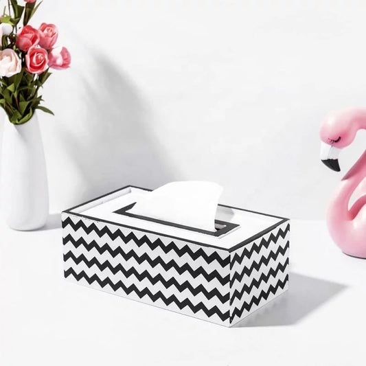 Wooden napkin holder with wave pattern