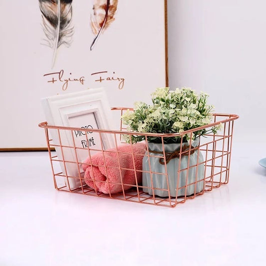 Metal storage basket bronze 27 cm