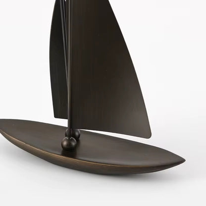 Modern Metal Sailboat Statue - Minimalist Bronze Nautical Sculpture for Home Office Desk, Bookshelf & Living Room Coastal Deco