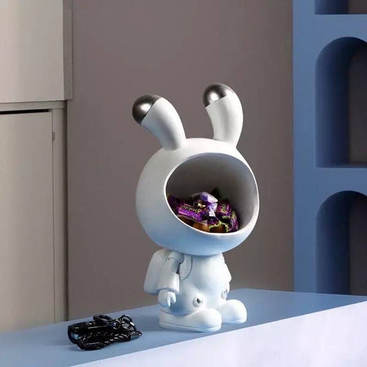Figurine rabbit astronaut silver