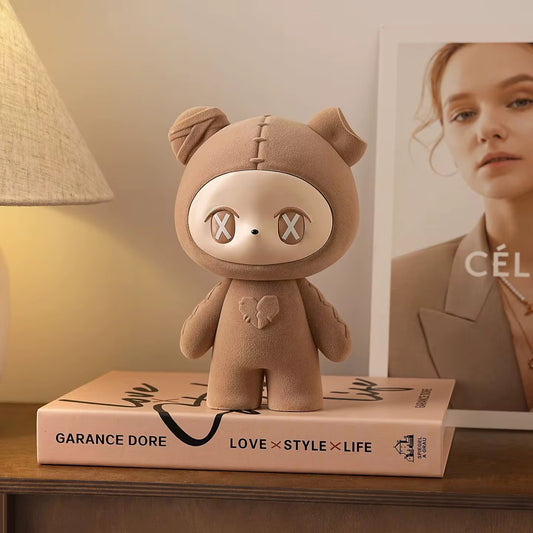 Modern Beige Bear Statue – Matte Nude Kaws Style Bunny Figurine Decor