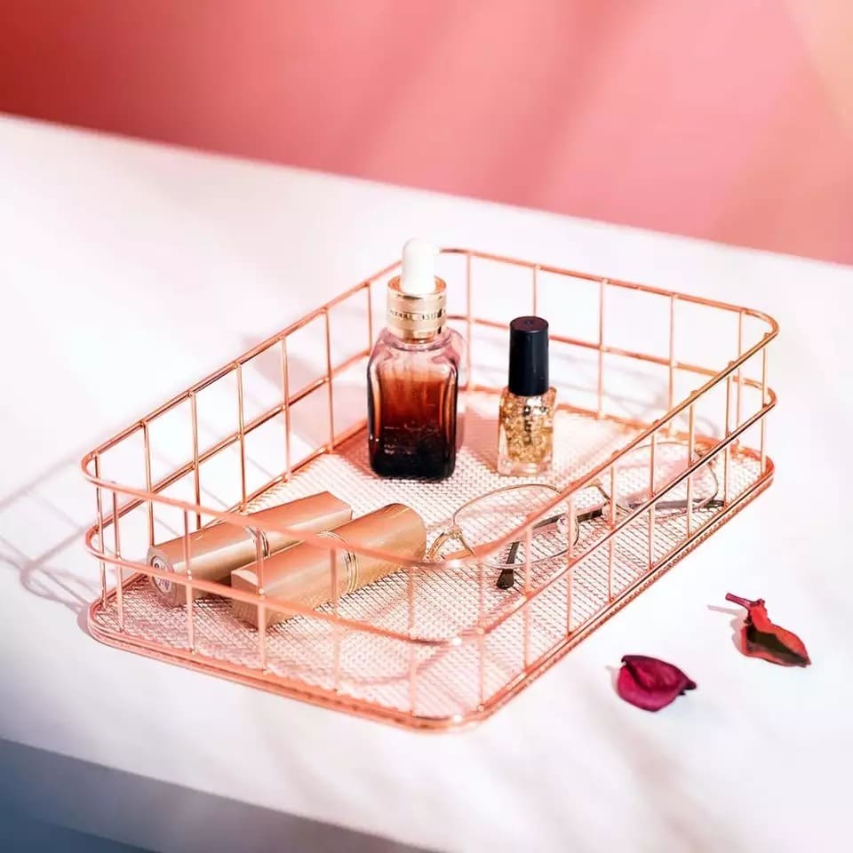 Metal storage basket bronze 24.5 cm