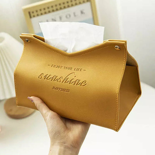Yellow eco-leather napkin holder