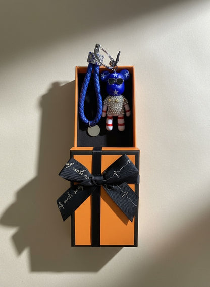 Fashion bear keychain with Sunglasses and Sparkle
