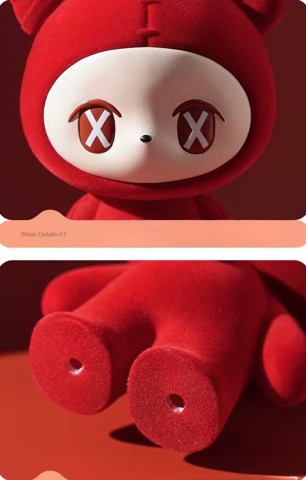 Modern Red Bear Statue – Nordic Luxury Velvet Figurine Family Decor
