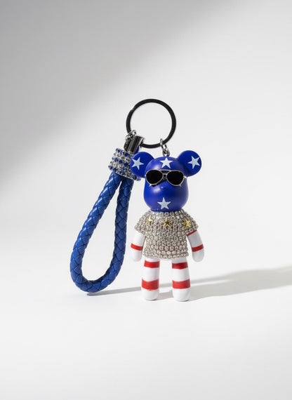 Fashion bear keychain with Sunglasses and Sparkle