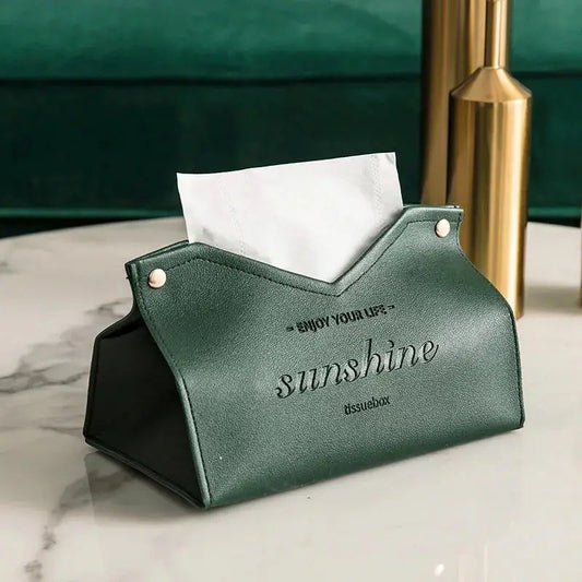 Green eco-leather napkin holder