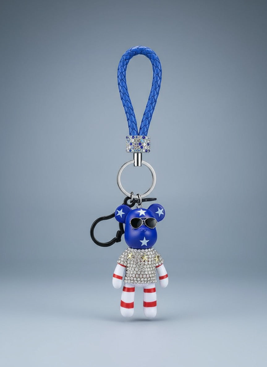 Fashion bear keychain with Sunglasses and Sparkle
