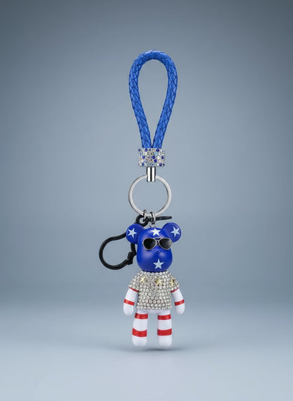 Fashion bear keychain with Sunglasses and Sparkle