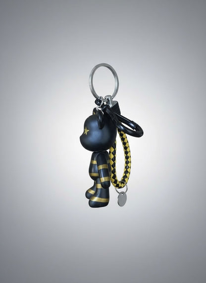 Black Gold Bear Keychain with Stars