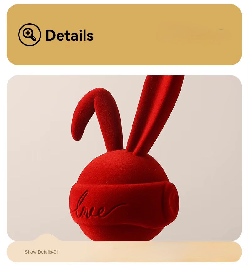 Modern Red Cosmic Bunny Figurine with Stainless Steel Tray – Hypebeast Home Decor