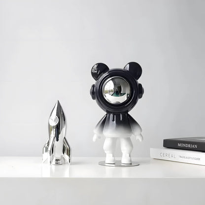 Modern Astronaut Bear Sculpture – Futuristic Space Explorer Figurine (33cm)