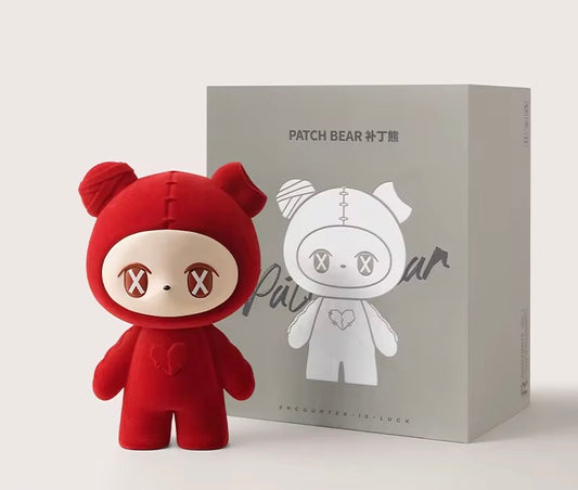 Modern Red Bear Statue – Nordic Luxury Velvet Figurine Family Decor