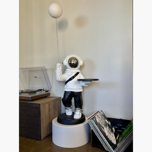 Astronaut Floor Lamp and Side Table with Moon Sphere, 133 cm