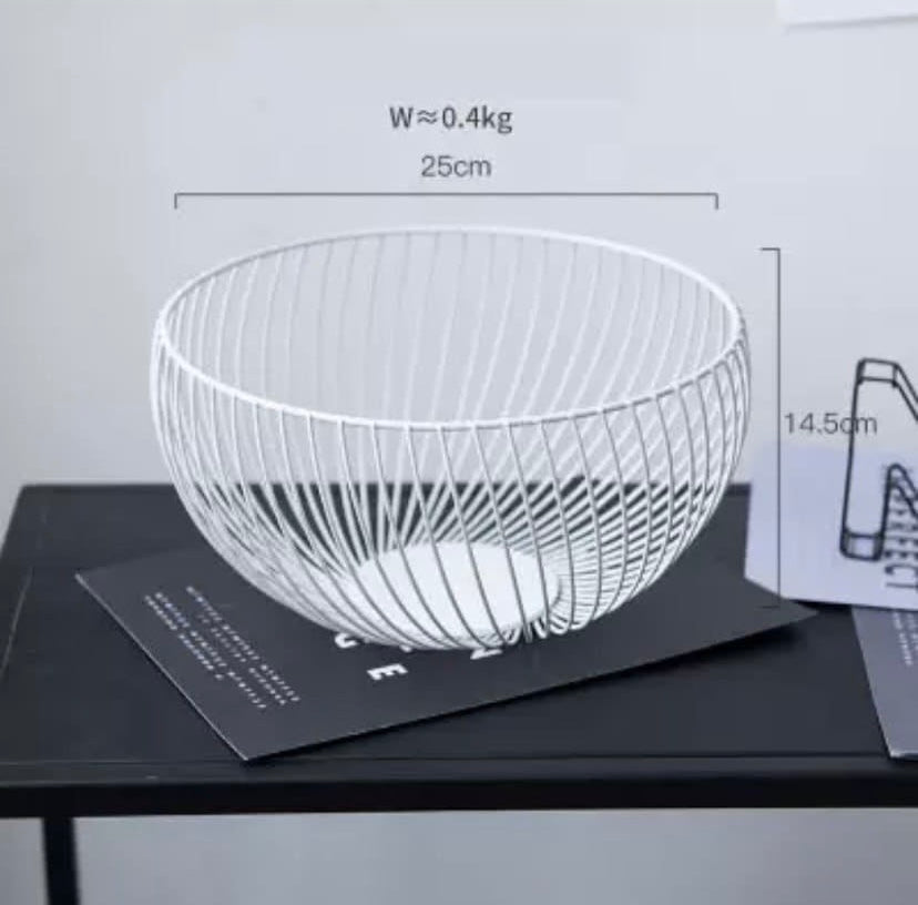 Metal fruit plate, fruit basket 25 cm white twisted