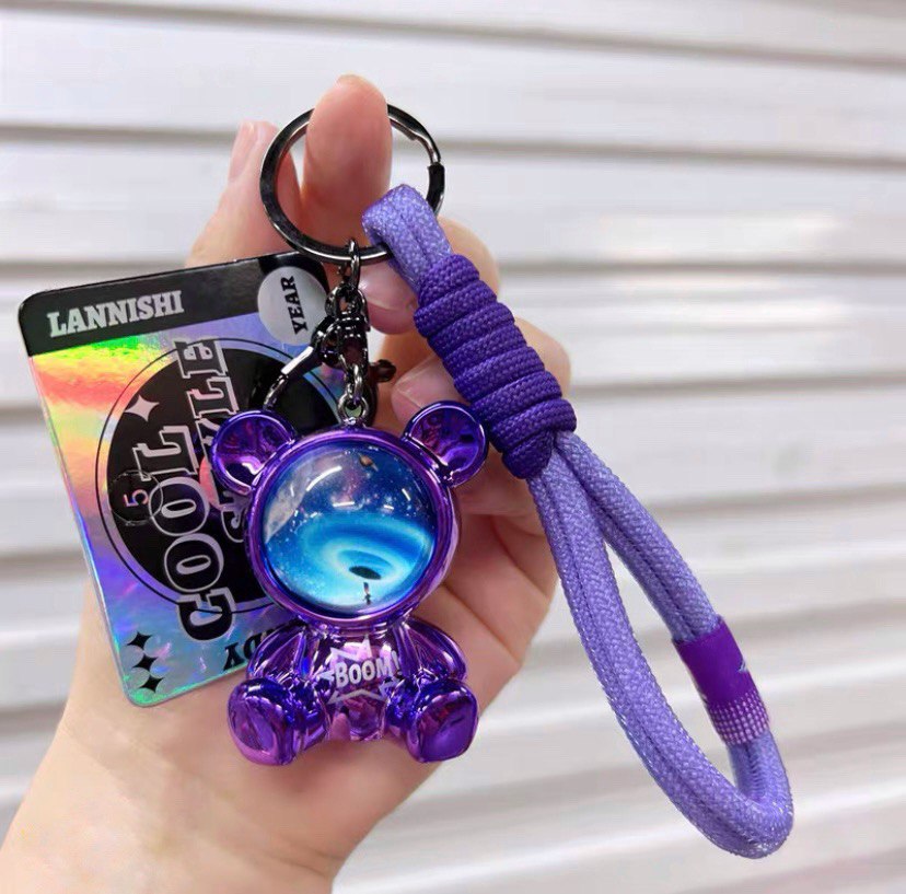 Keychain space bear purple