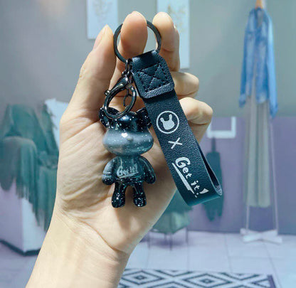 Keychain star cat black