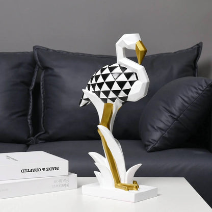 Flamingo figurine black and white