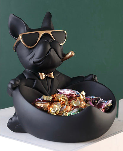 Статуетка собака цукерниця. Figurine France Bouldogue Chorna