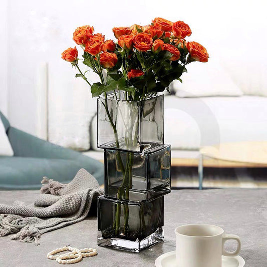 Square glass vase