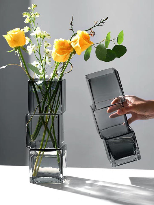 Square glass vase