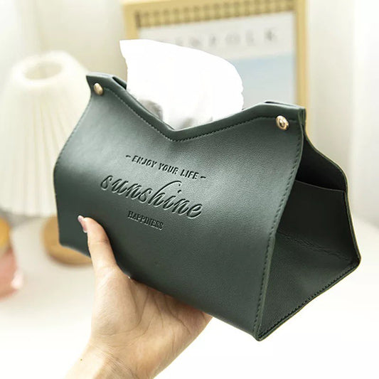 Green eco-leather napkin holder