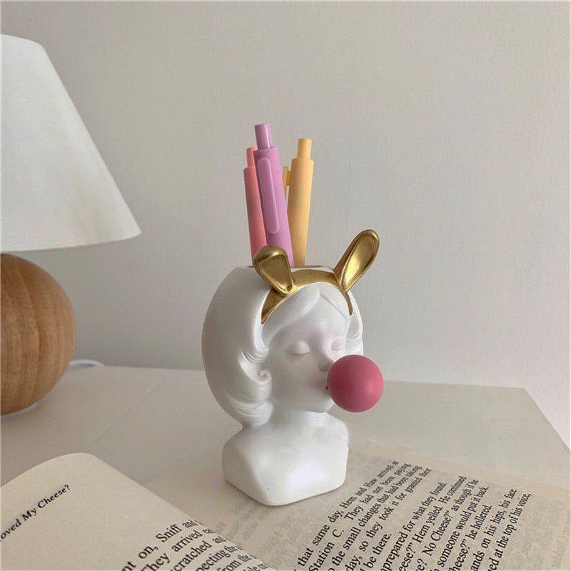 Flower vase girl white with gum 11.5 cm