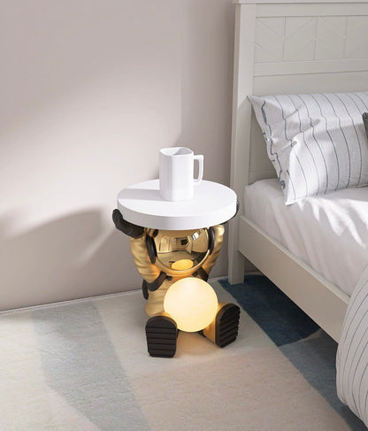 Astronaut coffee table with night light, gold color
