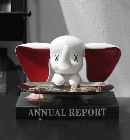 White elephant figurine with tray