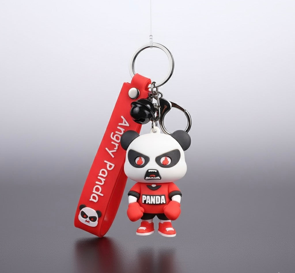Keychain angry panda red