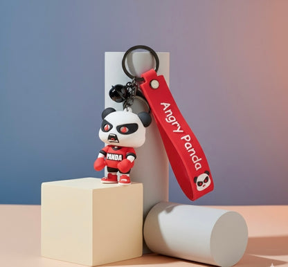 Keychain angry panda red