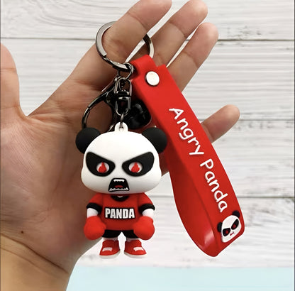 Keychain angry panda red