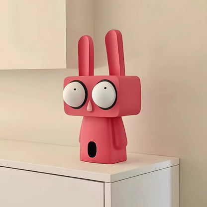 Pop Art Cube Bunny Vinyl Figurine – Modern Street Art Rabbit Sculpture