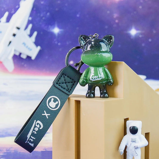 Keychain star cat green