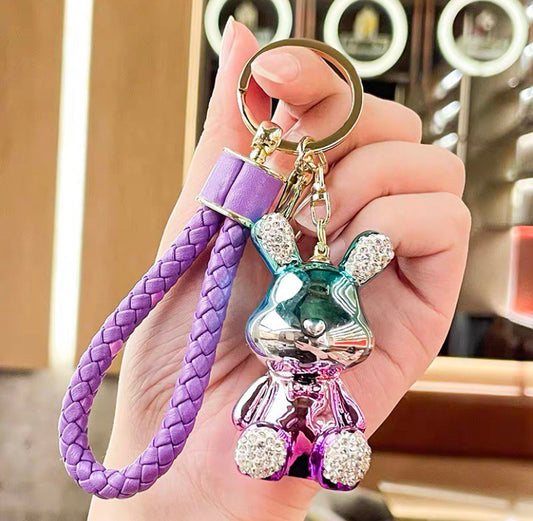 Keychain rabbit purple shine
