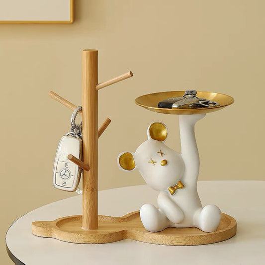 Bear figurine with a stand for small items, white
