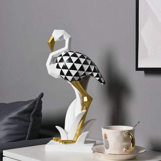 Flamingo figurine black and white