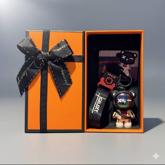 Keychain cool bear with skateboard