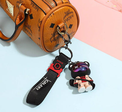 Keychain cool bear with skateboard