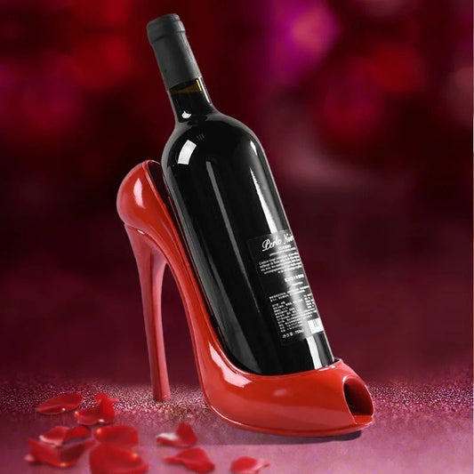Shoe bottle holder red. Stylish wine holder