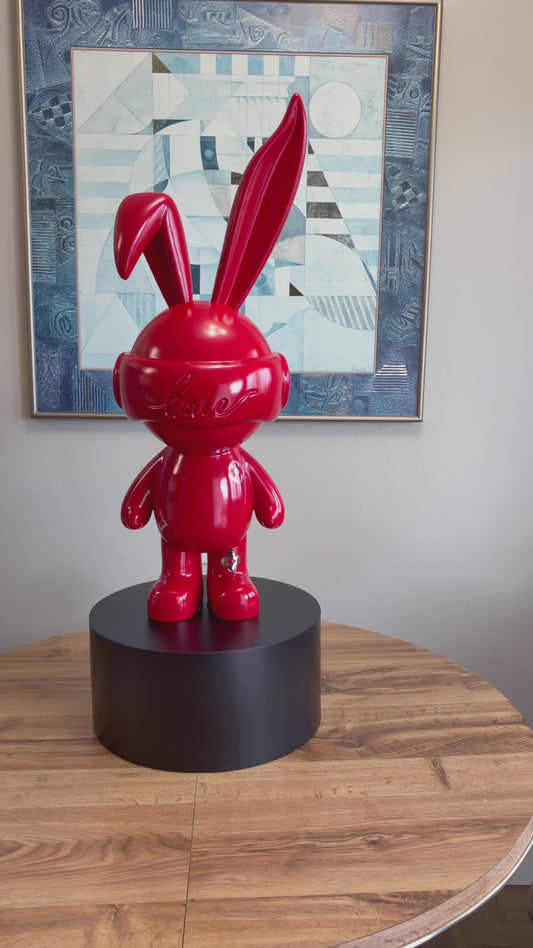 Large 103cm Red Rabbit Astronaut Floor Statue – Luxury Nordic Bunny Art Toy Sculpture