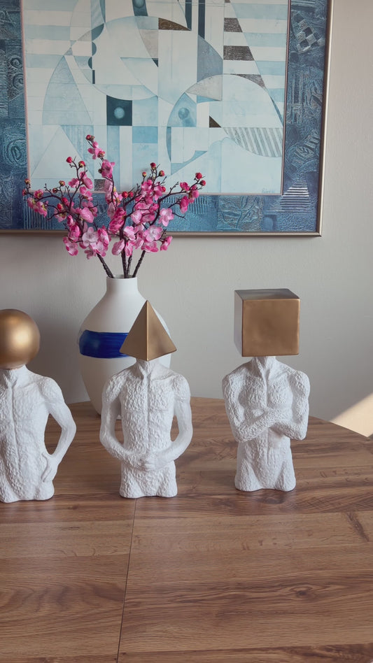 Gold Pyramid Head Male Bust Statue