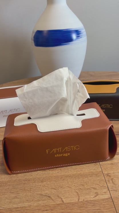 Faux Leather Tissue Box Cover