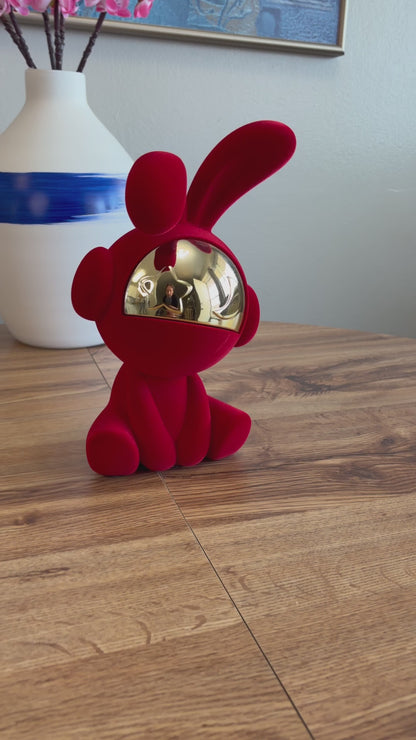 Modern Red Rabbit Astronaut Statue