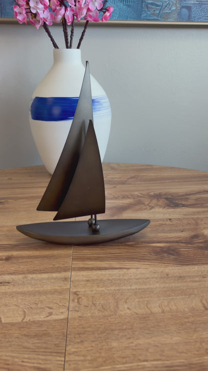 Modern Metal Sailboat Statue